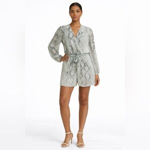 Arden B Snake Print Long Sleeve Romper Women’s Small Belted Wrap